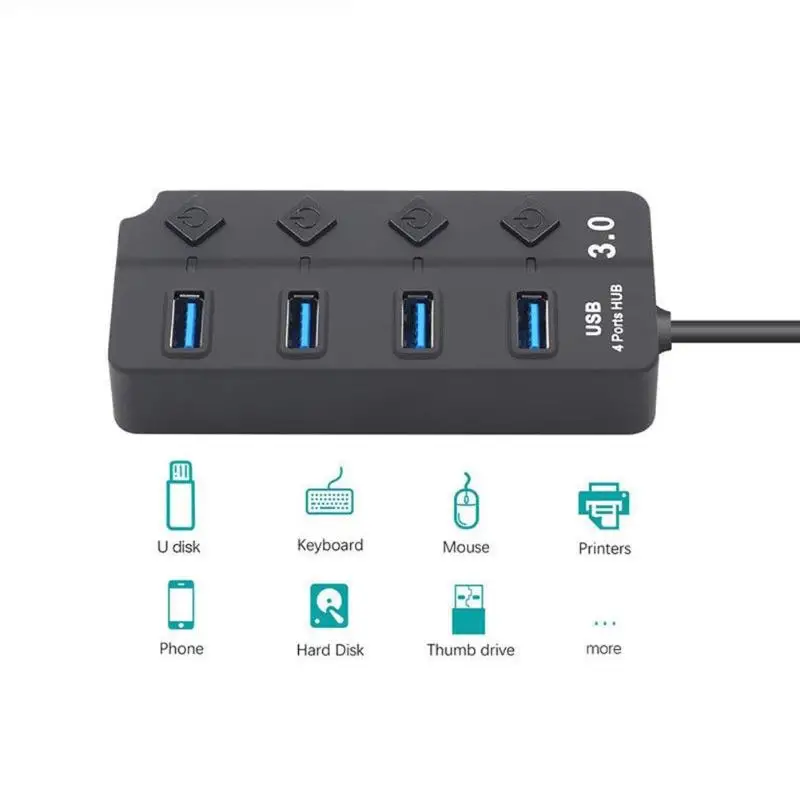 4/7 порт USB концентратор Высокоскоростной 5 Гбит/с USB 3,0 сплиттер с переключателем для компьютера
