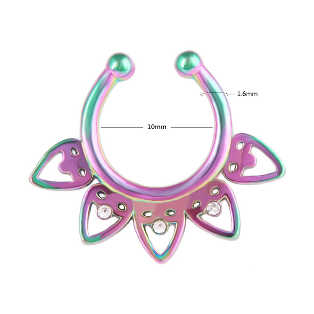 Stainless Steel Fake Nose Ring Septum Piercing Cheater Clip On Non Piercing Nose Ring Fake Septum Jewelry Faux Percing Nez