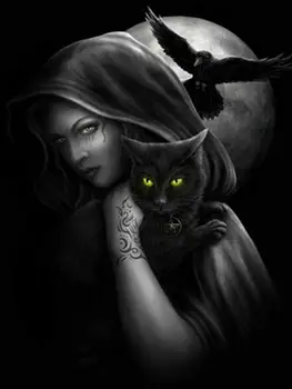 

Beauty and cat black Needlework Set Cross stitch 14CT Unprinted Embroidery kits Arts Cross-Stitching,DIY Handmade Home Decor