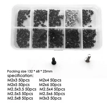 

500Pcs M2 M2.5 M3 Screw Flat Head Phillips Screws Laptop Notebook Screws Set Kit for Computer Small Screw