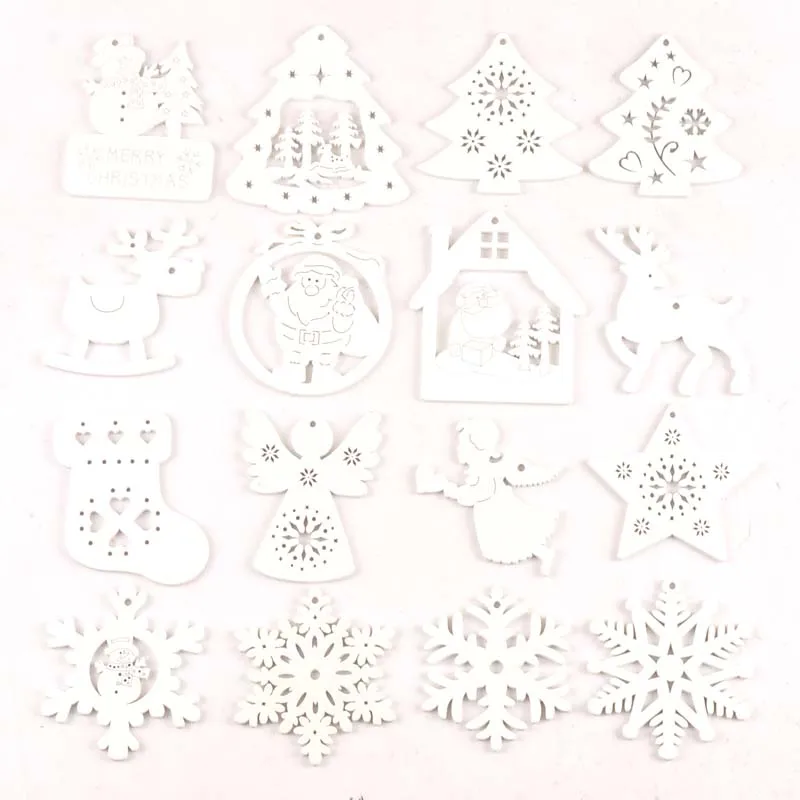 Белый DIY Дерево чип Рождественская елка висячие украшения кулон Детские подарки