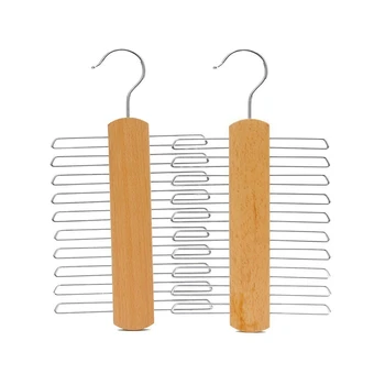 

Wood Tie Hangers For 20 Ties Or Belts Wood Clothes Hangers For Ties And Accessories (2 Hangers)