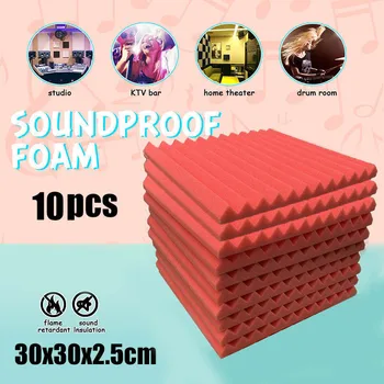 

10pcs Set Acoustic Panels Soundproofing Acoustic Foam Sound Wedges for Recording Studios Office Gaming KTV Rooms Walls Ceilings