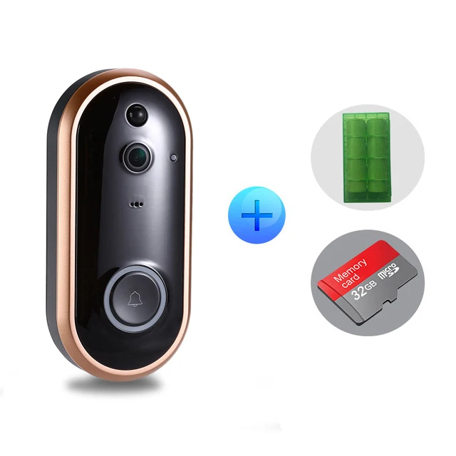 Camera 32GB Battery Full HD 1080P дверная камера IP водонепроницаемая 2-мегапиксельная видеодомофон беспроводной дверной звонок Сигнализация Wifi телефон дверной аккумулятор Домашняя безопасность - Цвет: Camera 32GB Battery