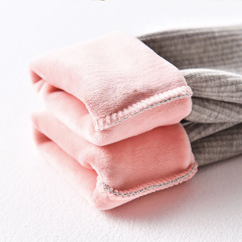 Корейские зимние леггинсы для маленьких девочек, плотные бархатные леггинсы штаны с эластичной резинкой на талии Детские теплые длинные брюки для детей
