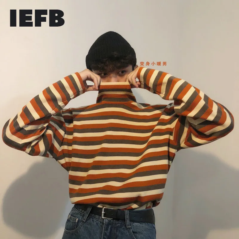 IEFB/Мужская и женская одежда водолазка вязаный тонкий свитер с длинным рукавом