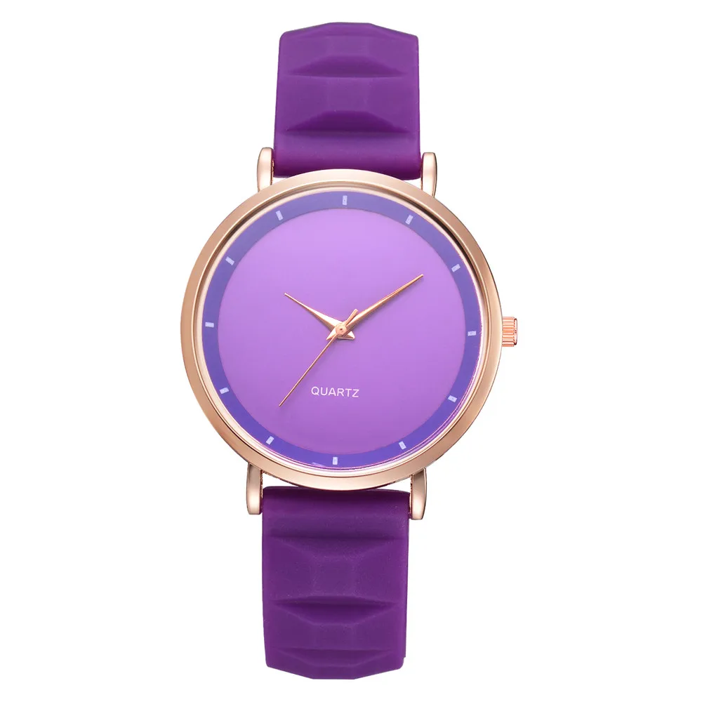 purple Роскошные женские часы силиконовый кварцевый ремешок наручные часы женские часы простые женские часы relogio feminino reloj hombre - Цвет: purple
