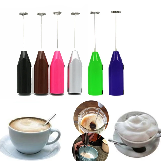 Hand-Held Milk Frother for Coffee, Electric Whisk Drink Mixer, Silver &  Black, by Mata1-USA 