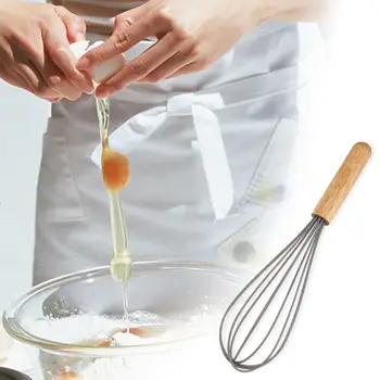 

Stainless Steel Egg Beater Hand Mixer Cream Blender Stirring Whisk Frother Wooden Handle Kitchen Gadgets