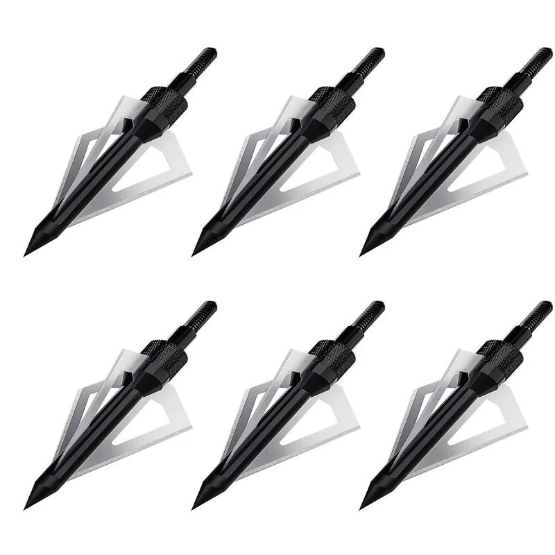 

3/6/12 Hunting Arrow Heads 3 Blades Archery Broadheads 100 Grain Screw-in Shooting Arrow Tips Case Suit Crossbow Compound Bow