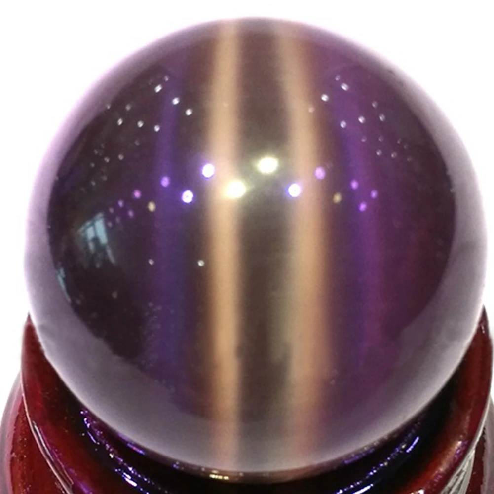 40mm Natural Rare Quartz Purple Cat Eye Crystal Healing Ball Sphere Office Home Decor