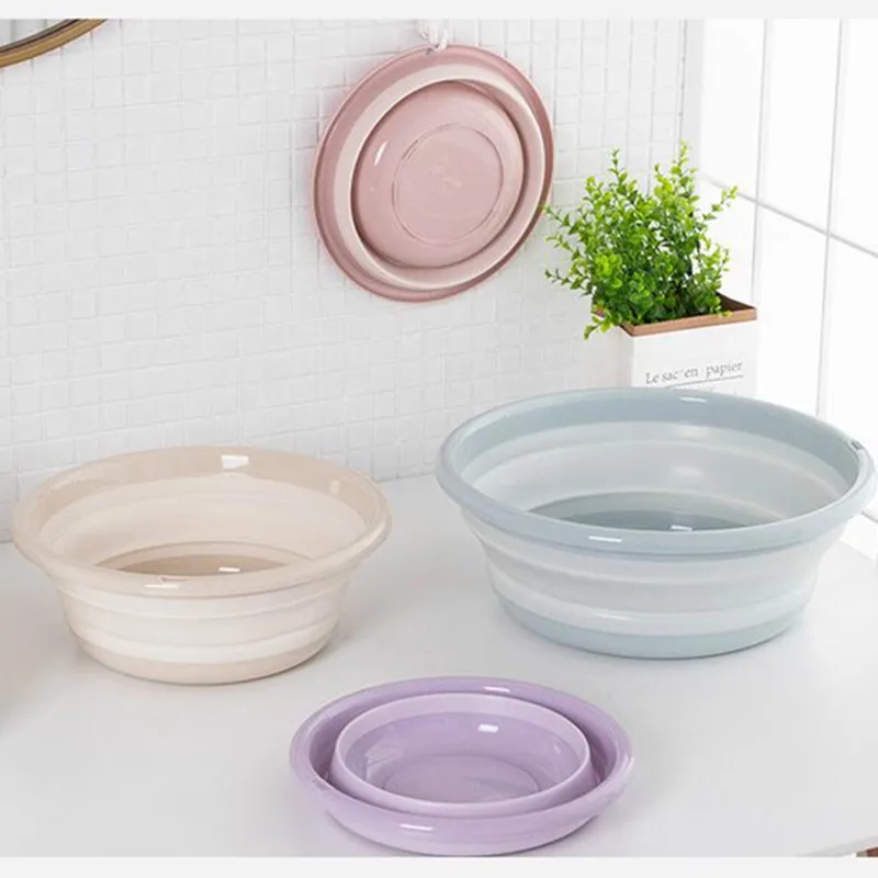Plastic Silicon Folding Basin Kitchen Organizer Portable Washbasin Pedicure Bathroom Household Cleaning Tool Laundry Tub