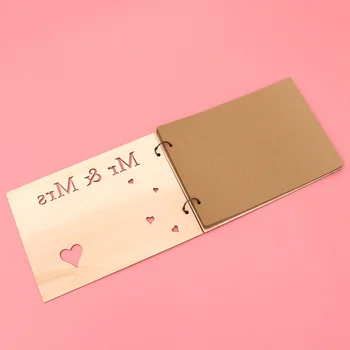 

1PC Creative Wedding Guestbook Hollow-out Guest Sign-in Book Carving Wooden Guest Book Wooden Hollow-out Craft Notebook for Wedd