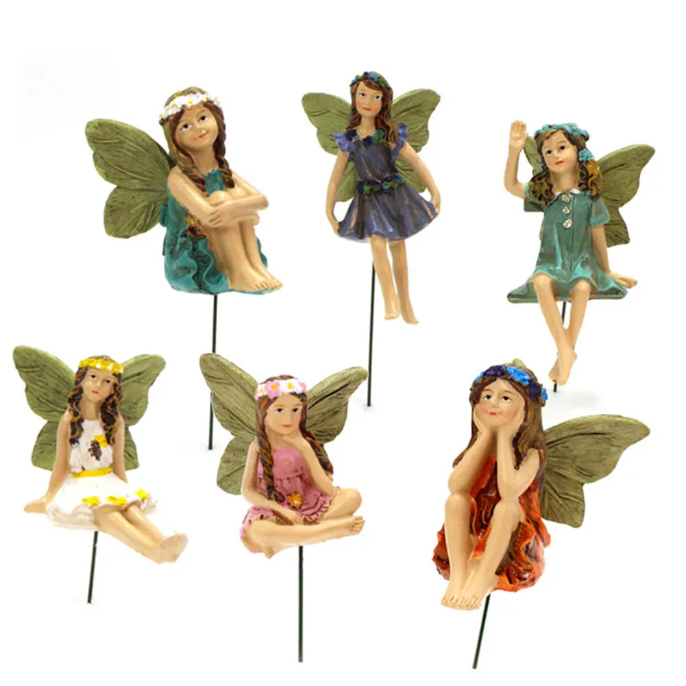Fairy Garden-6pcs Miniature Fairies Figurines Accessories for Outdoor Decor Mini Elf Statue DIY Ornament Decoration Home Craft