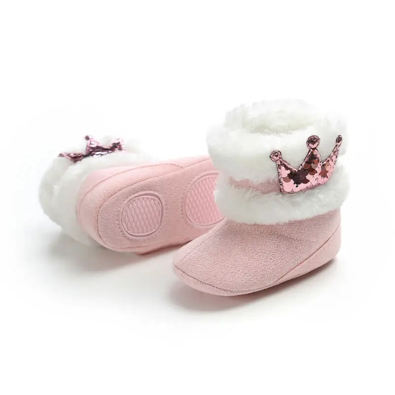 0-18M детские туфли с короной для девочек теплые сапоги на мягкой подошве зимние теплые сапоги для новорожденных