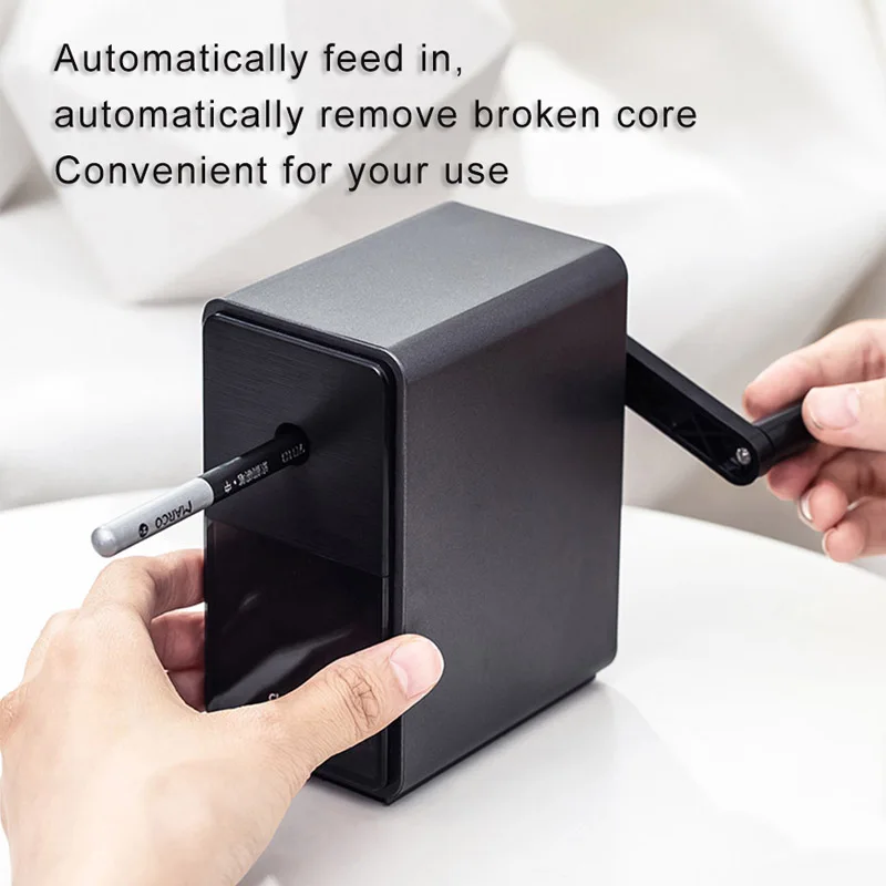 델리 펜슬 샤프너 핸드 크랭크 샤프너, 키즈 아트 숯 연필, 스케치 연필, 포인트 조정 가능한 문구 기계