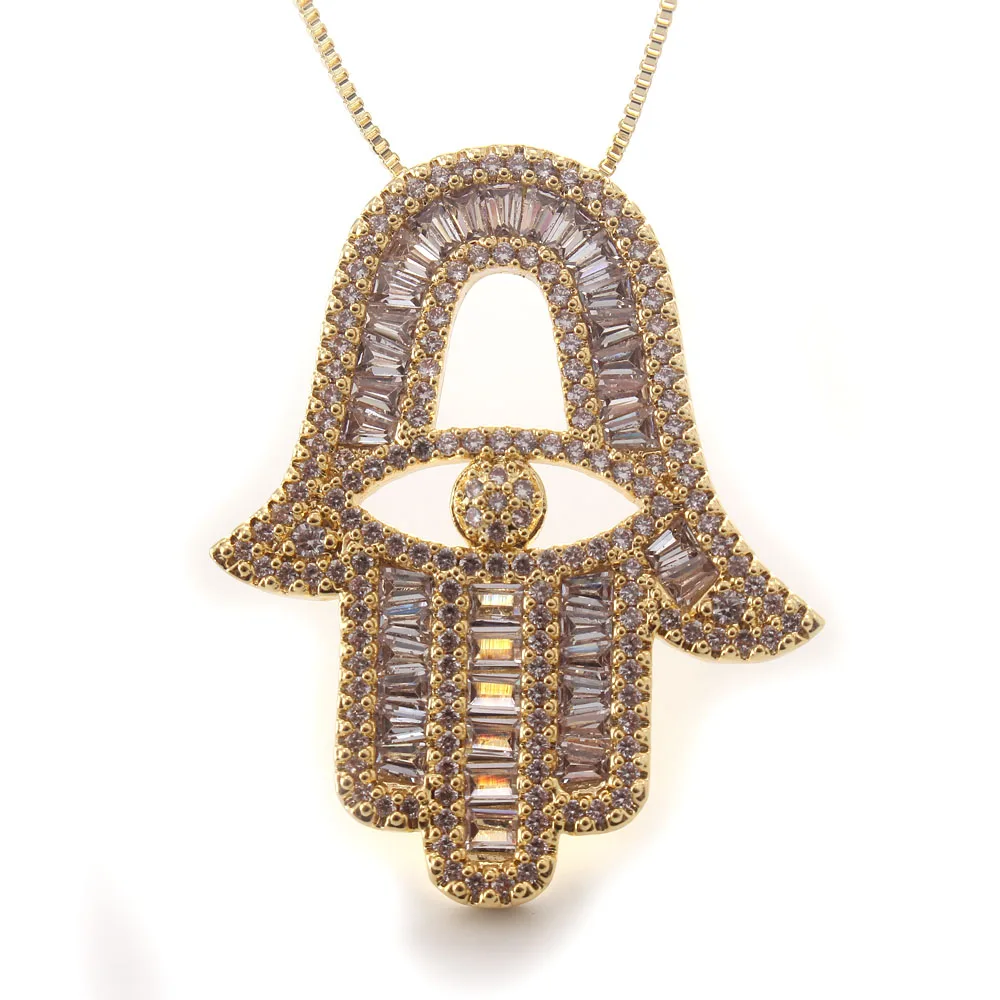 Mhs. sun 1pc Mode kubischen Schmuck mit bösen Blick von Horus aaa Zirkon Hände Anhänger Halskette Kette Halsreif für Frauen/Männer Geschenk