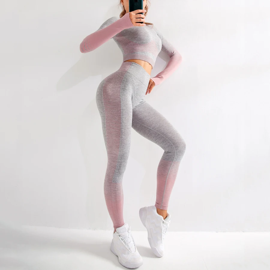 

BINAND Push Up Sports Suit Thumb Hole Sportswear For Women Sexy Seamless Gym Yoga Set Workout Fitness Clothing Women's Tracksuit