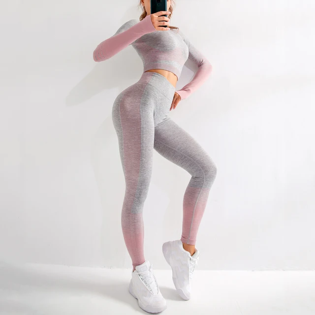US $20.77 BINAND Push Up Sports Suit Thumb Hole Sportswear For Women Sexy Seamless Gym Yoga Set Workout Fitne