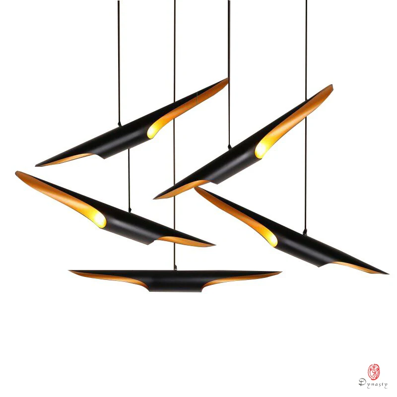 Современный чердак светодиодный подвесной светильник дизайнерский длинный светильник из алюминия черный золотой подвесной светильник для столовой фойе домашний декоративный