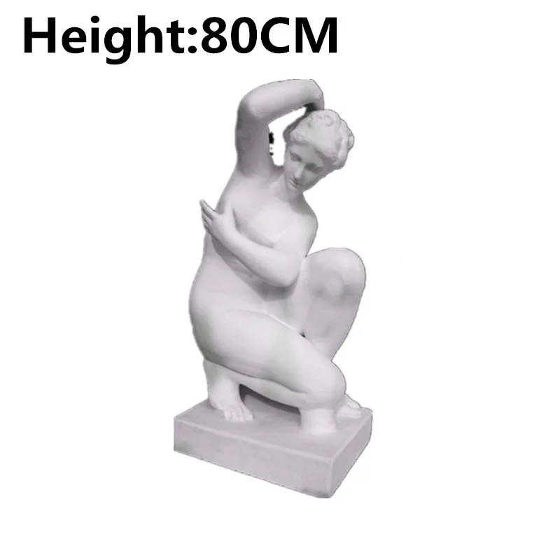

80cm Bathing Plaster Squat Venus Body Figure Geometry Woman Model Art Material Ornaments Sculpture Home Decoration M3083