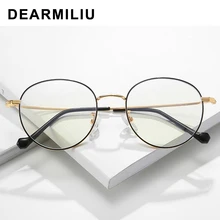 DEARMILIU круглая оправа розовое золото анти синий свет блокирующие очки светодиодные очки для чтения радиационно-стойкие очки компьютерные игровые очки