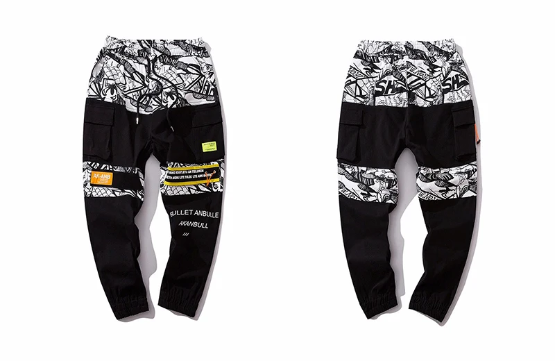 Новые мужские боковые накладные карманы шаровары Хип-хоп повседневные мужские джоггеры модные повседневные штаны спортивные штаны