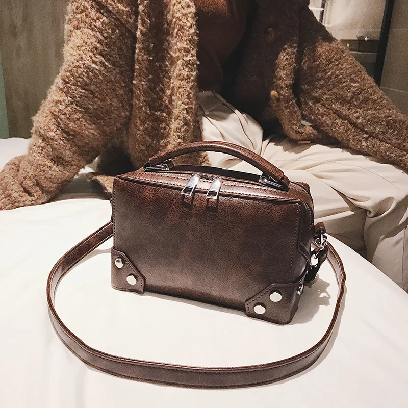 Female Vintage Crossbody Bag Women PU Leather Hand Bag Luxury Box Handbags Sac A Main Ladies Shoulder Messenger Bags XA676H
