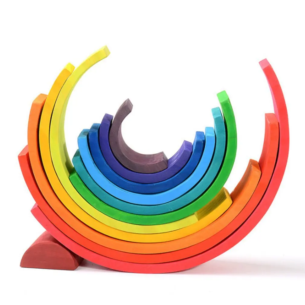 Baby Toys Large Rainbow Stacker Wooden Toys For Kids Creative Rainbow Building Blocks Montessori Educational Toy Children Baby Toys Large Rainbow Stacker Wooden Toys For Kids Creative Rainbow Building Blocks Montessori Educational Toy Children
