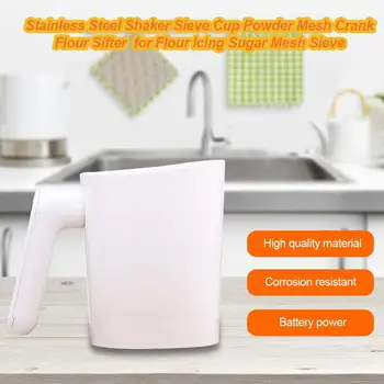 

Electric Stainless Steel Flour Sieve Hand-held Flour Power Mesh Sieve Kitchen Baking Accessory