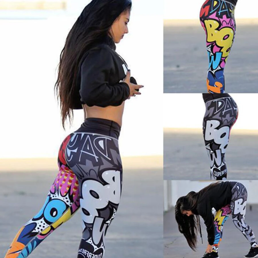 

Hot Sexy Print Harajuku Yoga Pants High Waist Fitness Sport Leggings Female Bodybuild Leggins Push Up Athletic Sportswear