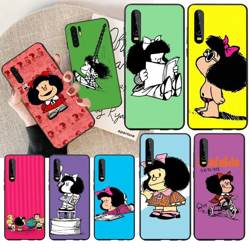 PENGHUWAN Аргентина Quino Mafalda Девушка ТПУ черный чехол для телефона корпус Huawei P30 P20 Mate 20