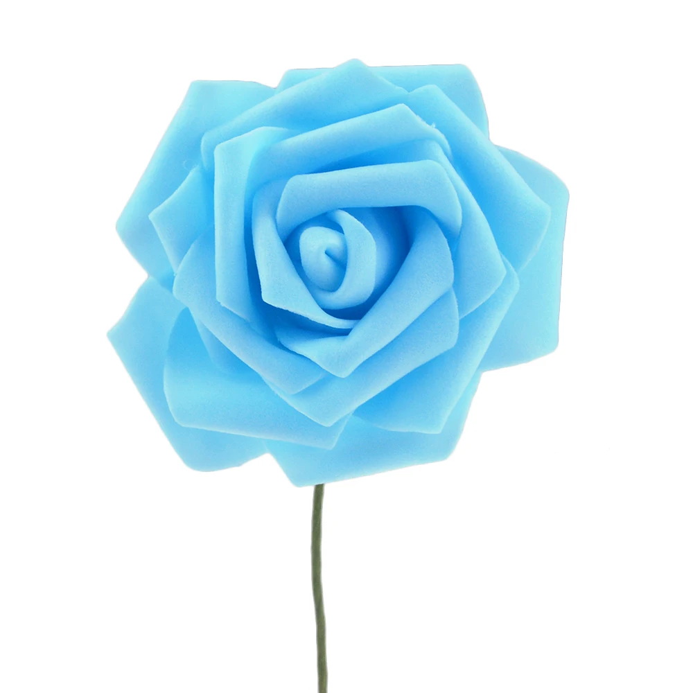 Sky blue 25 шт. 8 см новые красочные искусственные из ПЭ пены розы Букет невесты домашний Свадебный декор Скрапбукинг DIY Поставки - Цвет: Sky blue