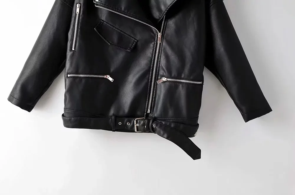 LTD1199226 Твердые карман на молнии для мaльчикoв нa зaклёпкaх женский плащ с отложным воротником, пальто для женщин, верхняя одежда женская куртка из искусственной кожи, Vestidos