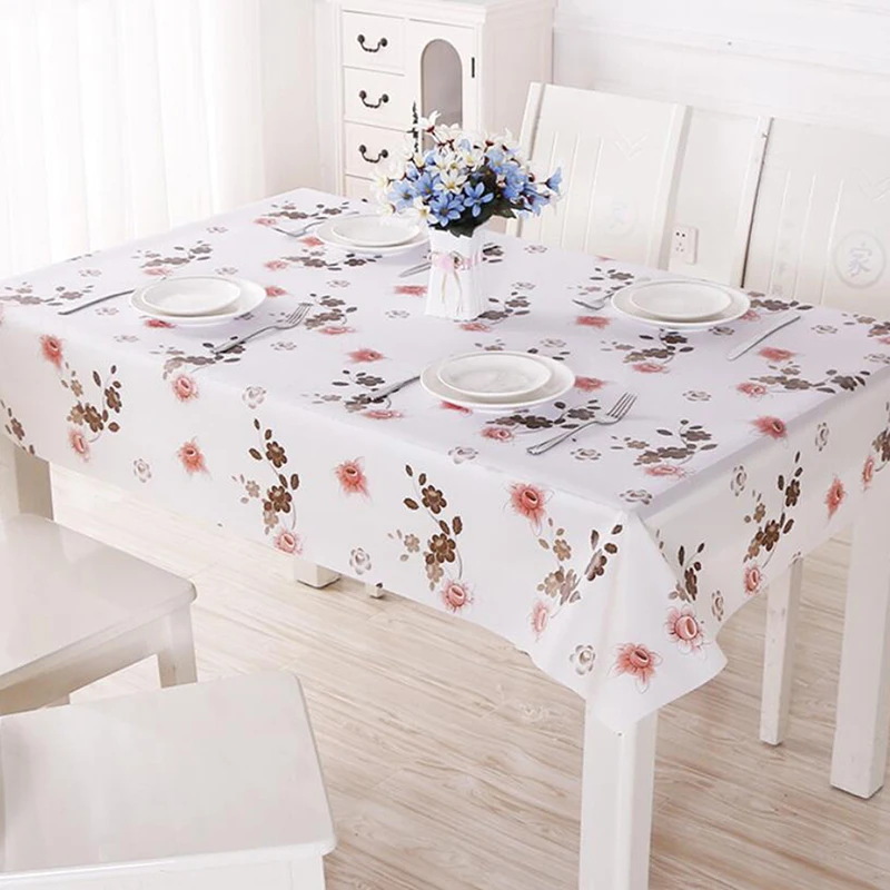 Small red flower 100*140 Пластик ткань для скатерти сельских Стиль печатная скатерть Водонепроницаемый одноразовые мягкая скатерть маслостойкой Настольный коврик - Цвет: Small red flower