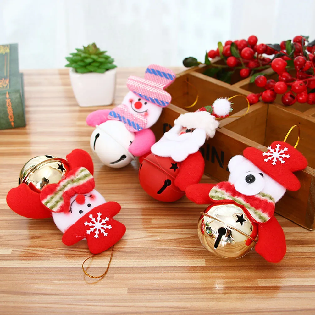 16pcs Christmas Trees Pendant Bell Santa Claus Hanging Pendant Beautiful Elk Pendant For Christmas