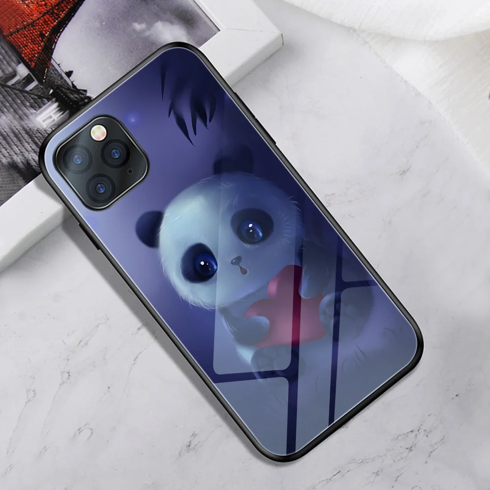 Ciciber чехол для телефона iphone 11 Pro XS макс. закаленное стекло XR 7X8 6 6s Plus Милая панда Funda
