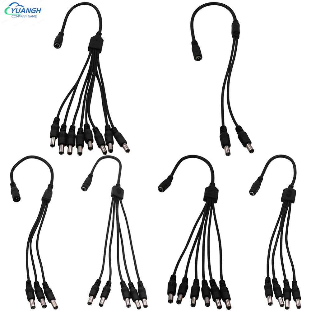 12V DC Power Splitter Plug Cable 1 Female to 2 3 4 5 6 8 Male CCTV Camera Cable Accessories For Power Supply Adapter 2.1*5.5mm poe cctv tester ip camera 2pcs dc 1 to 2 power splitter cable cord for cctv camera 1 female to 2 male 5 5 x 2 1mm
