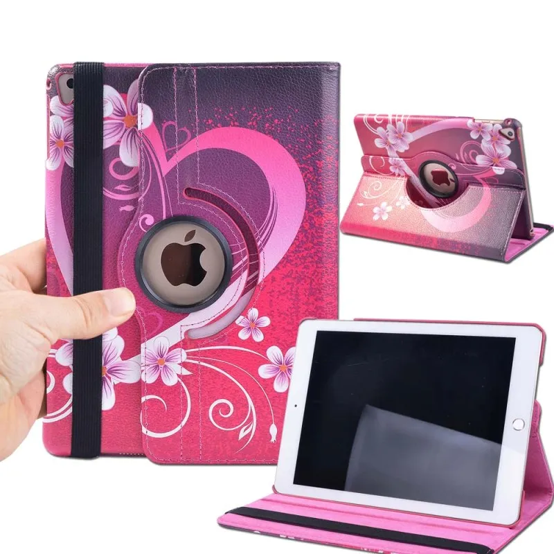 love heart KK& LL для iPad Air 1 Air 2 Pro 9,7-многоцветный умный чехол для планшета вращающийся на 360 ° с функцией автоматического пробуждения сна Флип кожаный чехол-подставка - Цвет: love heart