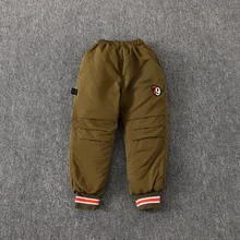 Осень и Новинка зимы Стиль модные Повседневное Детские Пуховые брюки с хлопковой подкладкой для детей, толстые теплые хлопковые спортивные костюмы-p
