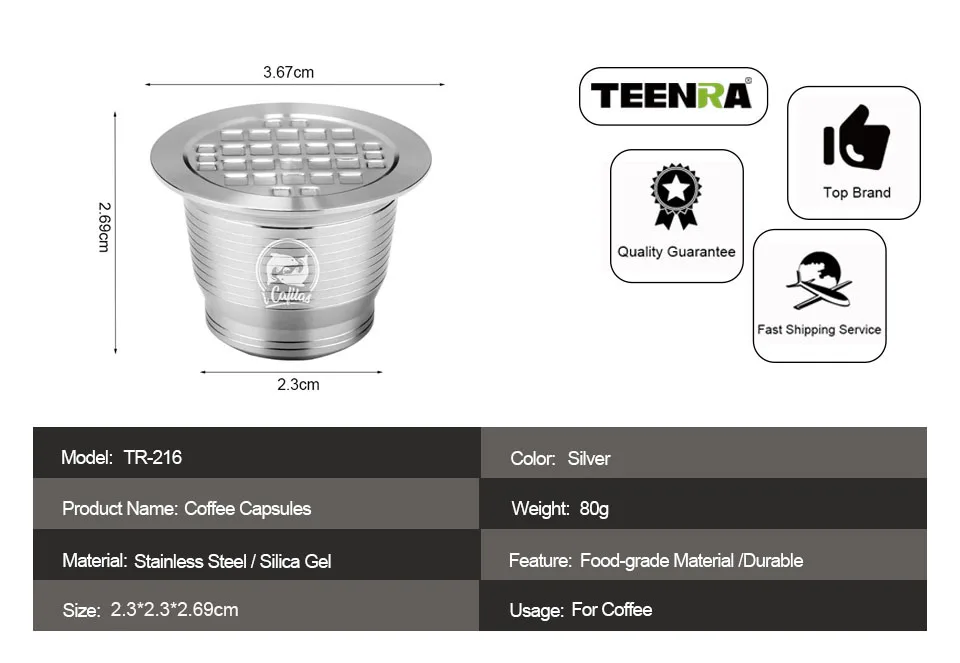 TEENRA из нержавеющей стали Nespresso капсулы многоразового использования Nespresso кофе фильтр многоразового использования капсулы кофе посуда подарок