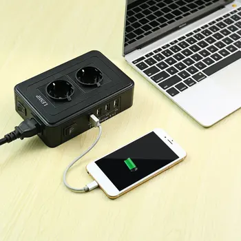 

LESHP Portable USB Smart Power Charging Socket 4 USB Ports 1-2.4A Black 10A 2500W Environmental Protection