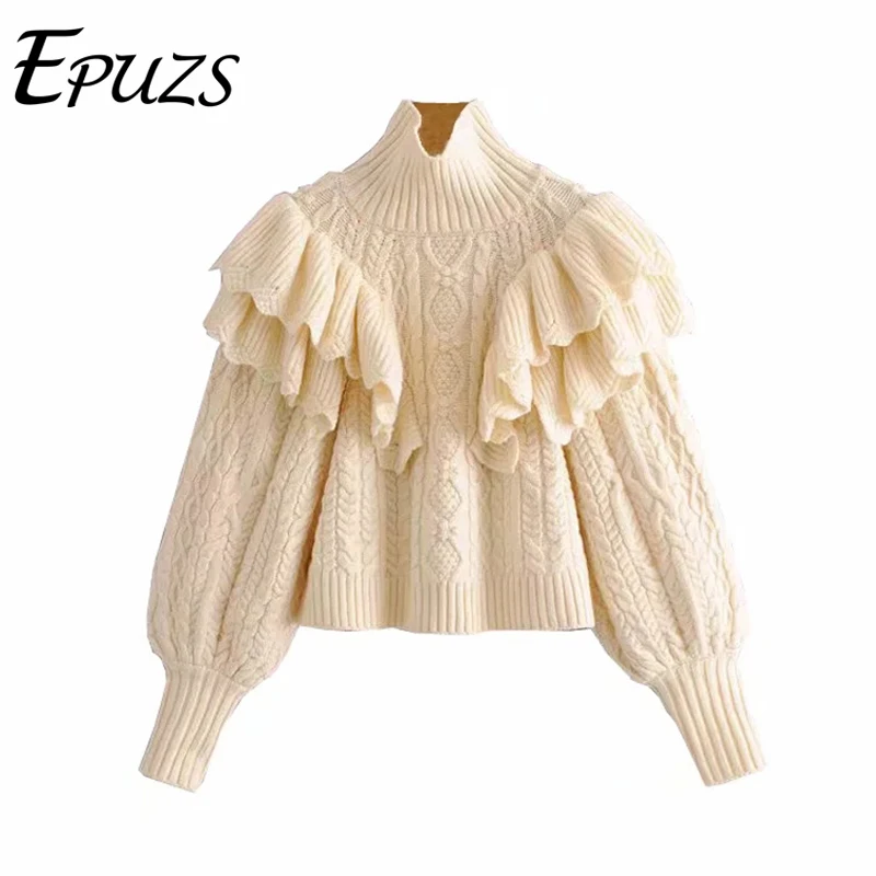 Winter ruffle turtleneck sweater women pullovers long sleeve knitted casual pull femme ladies korean 2019 | Женская одежда