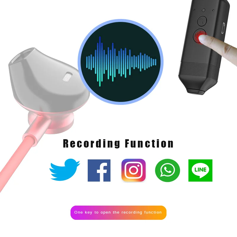 Bluetooth para Gravação de Chamadas Fone de Ouvido com Função Headset Ear - Image 3