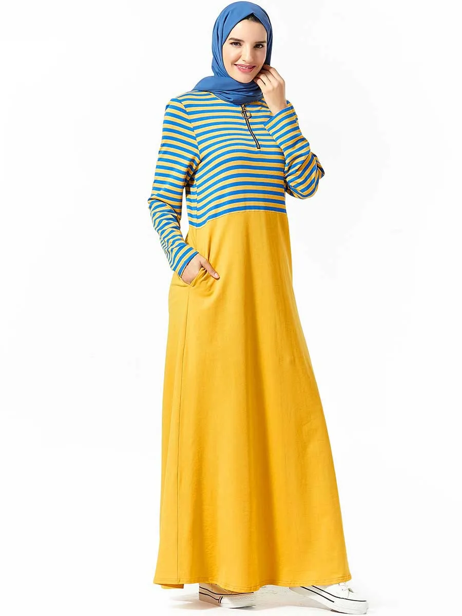 Vestidos Arabes Rayure кафтан абайя мусульманская одежда для Дубай Кафтан платье женщины Рамадан Elbise Eid платья Sukienki Robe Femme Musulmane