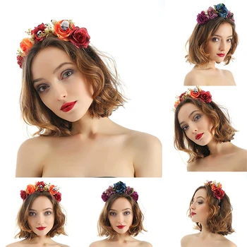 

Female Hair Hoop Halloween Flower Head Hoop Headwear Hair Accessories for Girls Purple/Reddish Orange