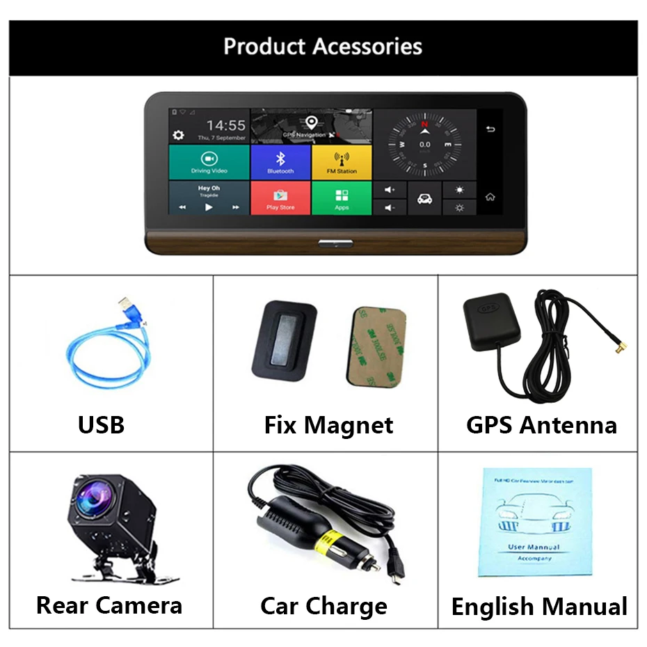 WHEXUNE 8 дюймов 4G Автомобильный видеорегистратор Камера gps FHD 1080P двойной объектив приборная панель камера Android Dash Cam навигация ADAS Автомобильный видеорегистратор