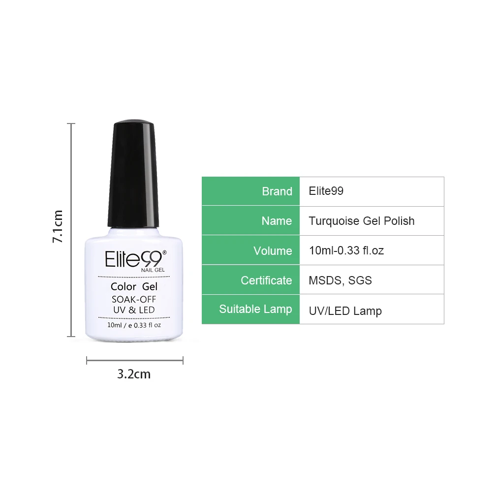 Elite99 Бирюзовый Гель-лак Soak Off UV светодиодный лак для ногтей праймер гель профессиональная эмаль маникюр 10 мл Полупостоянный лак для ногтей