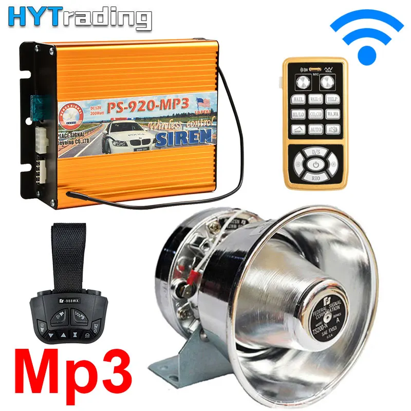 A 12V 200W фары для автомобилей полицейская сирена черный металлический корпус Плоский Динамик Ultra Slim громкий Динамик Мегафоны Mp3 Функция электронный Динамик - Color: A