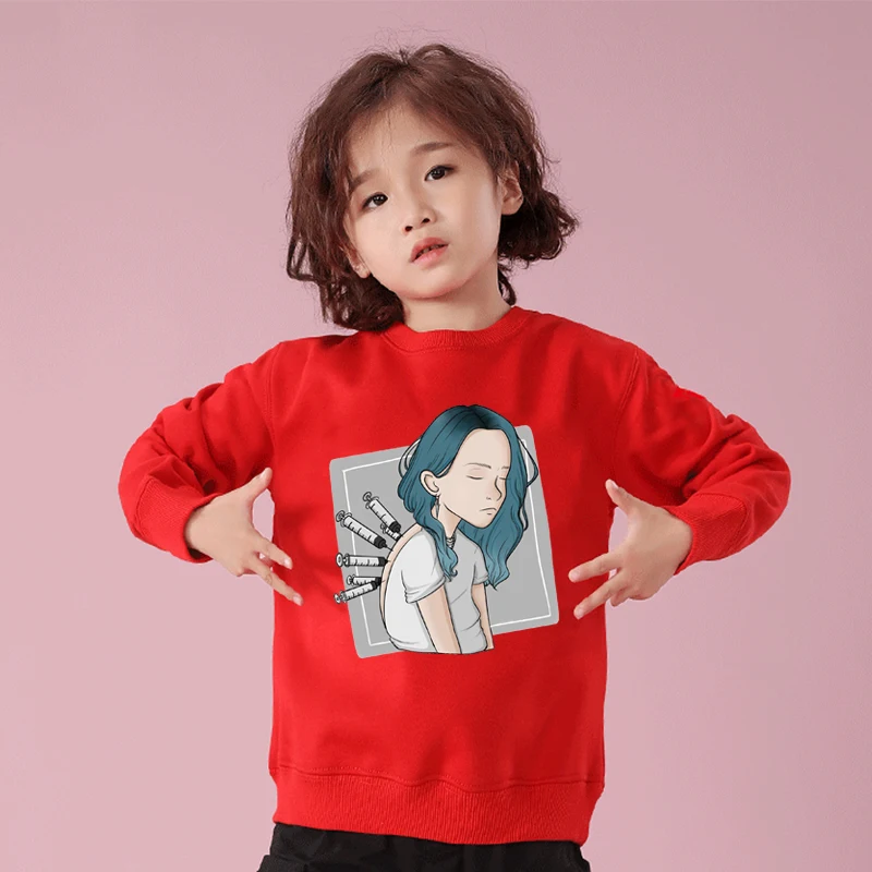 

Children Clothing Girls Sweatshirts Billie Eilish New Pattern Long Sleeve Print Cotton Pullover Kids Clothes Pullovers Tops Wear
